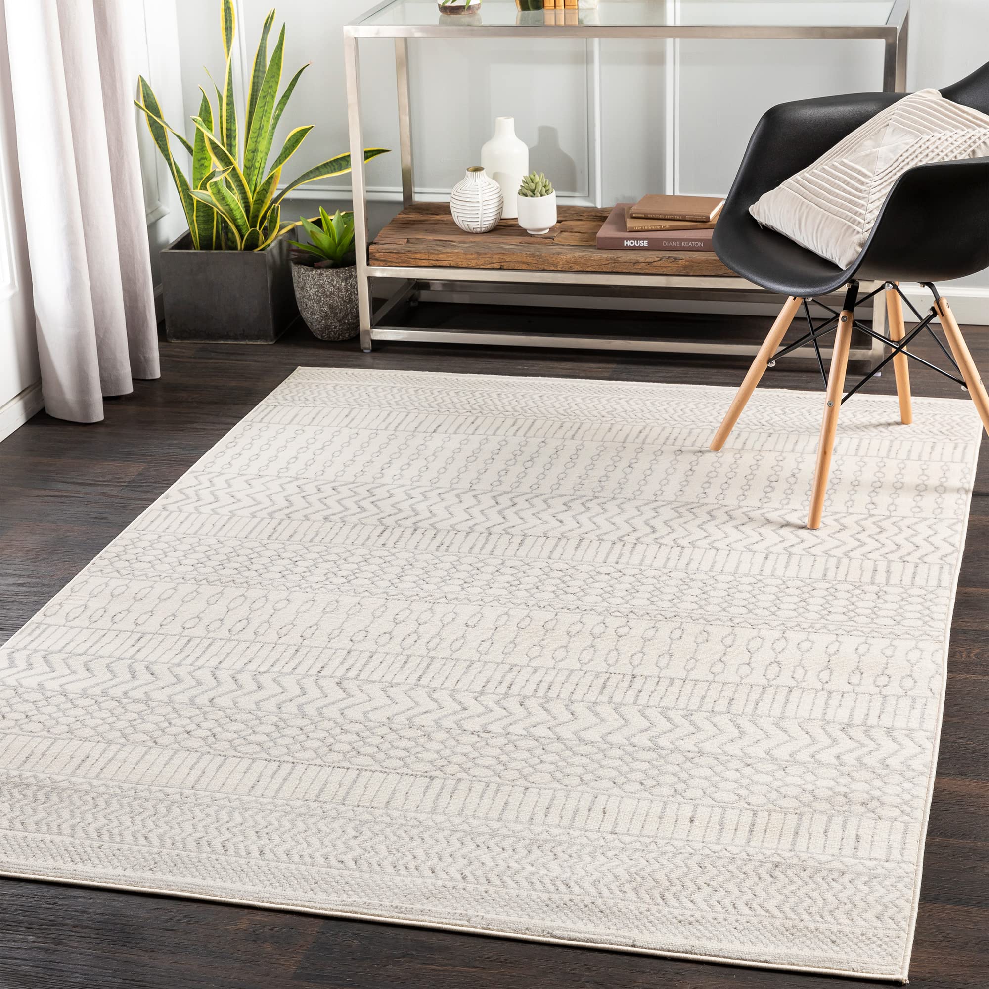 Livabliss BIANCA Scandi Geometric Area Rug - Light Grey - 200 x 275 cm