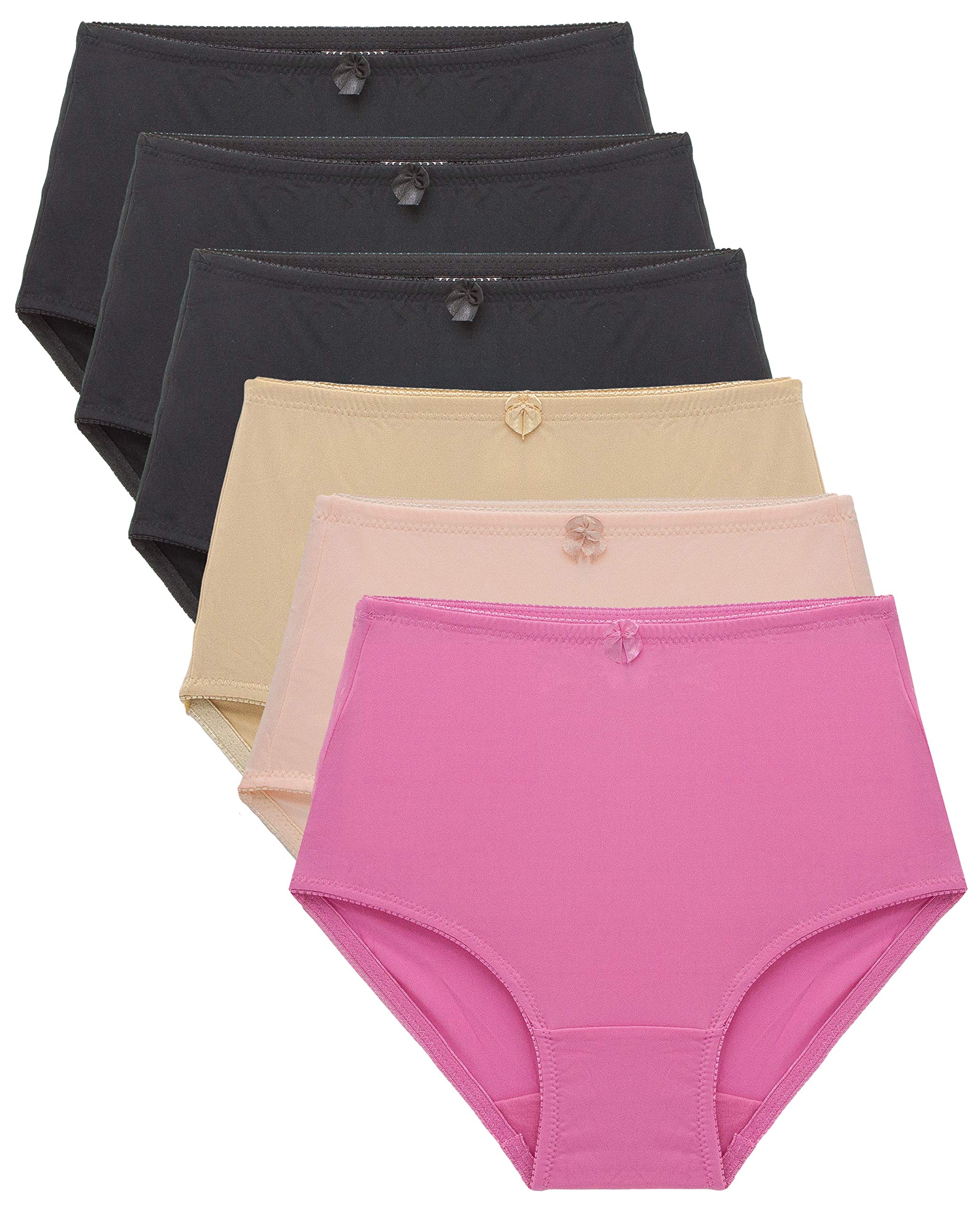 Barbra LingerieWomen's 6 Pack High Waist Cool Feel Brief Underwear Panties Small to 5XL