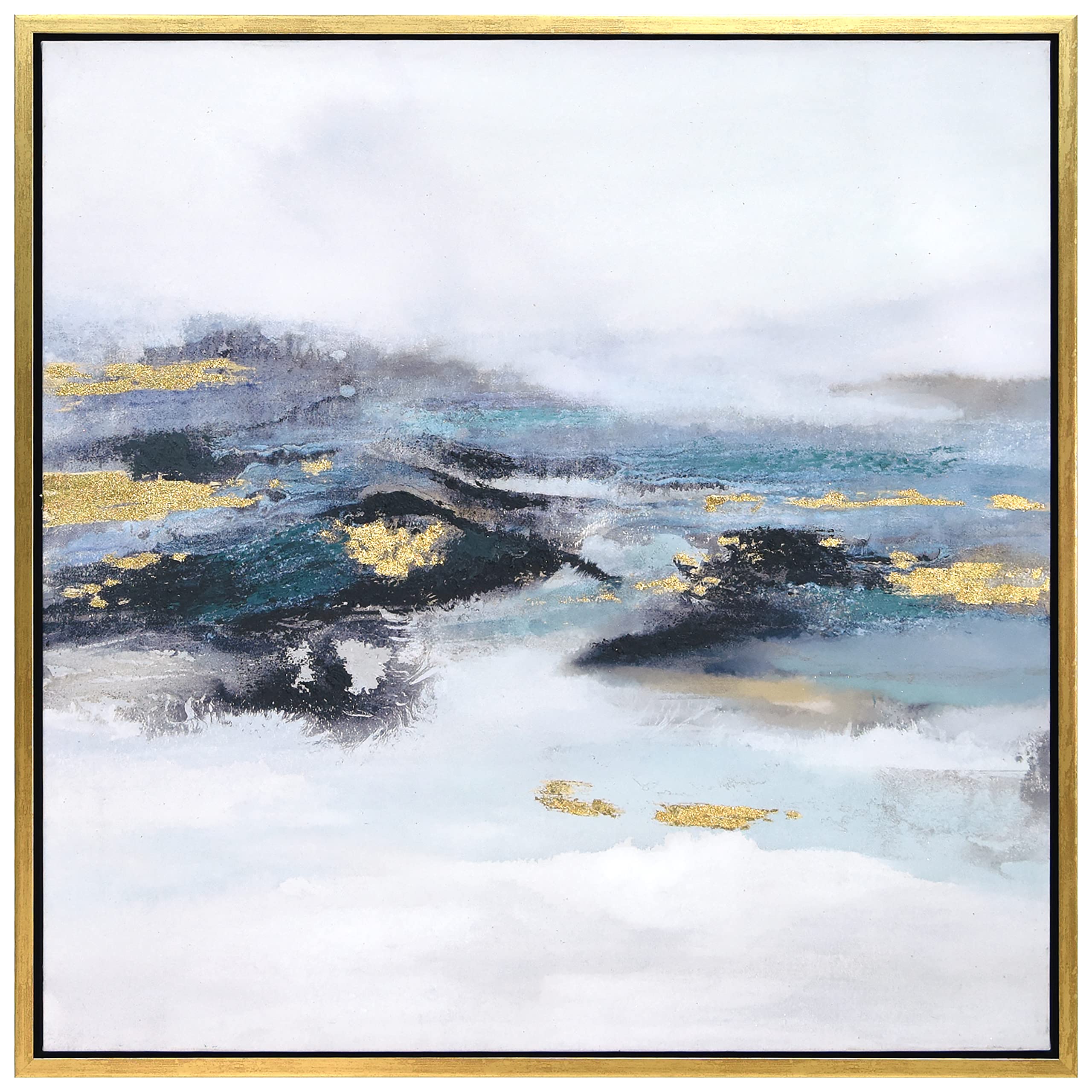 Empire Art Direct Abstract Wall Art Textured Hand Painted Canvas by Martin Edwards, Gold Frame, 36