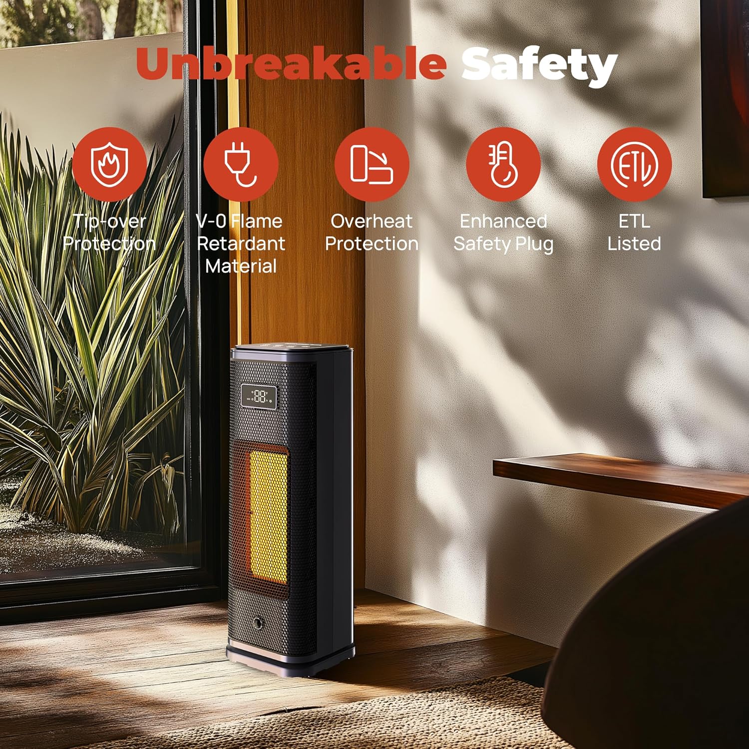 Portable Electric Space Heater - Small Desk Electric Heaters for Indoor Use, Fast Heating PTC Ceramic Space Heater with Adjustable Thermostat and Remote for Office Bedroom Home (Purple)