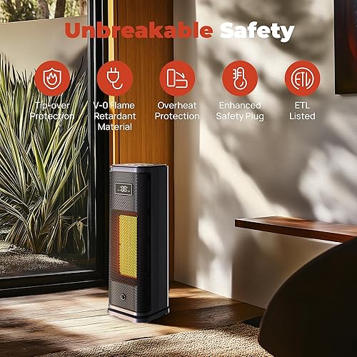 Miniatura 5 de Calentador eléctrico portátil, calentadores eléctricos de escritorio pequeño para uso en interiores, calentador de espacio de cerámica PTC de