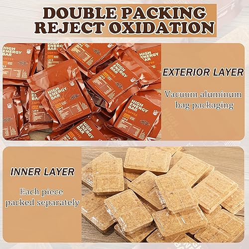 Miniatura 5 de Barras de ración de alimentos de emergencia, 12 unidades de pestañas de supervivencia comprimidas de galletas con sabor a café, suministro de