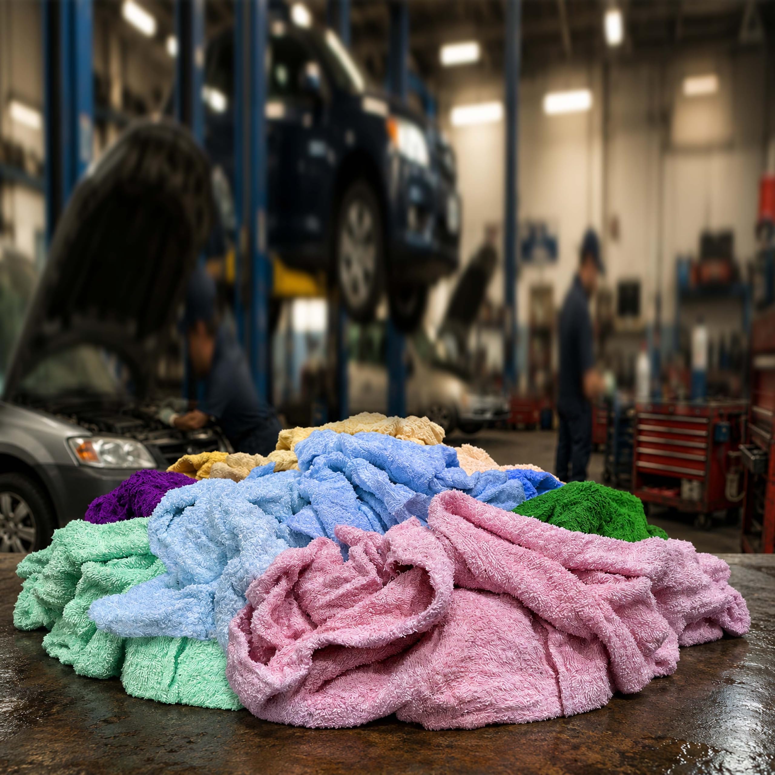 Recycelte farbige Frottee-Lappen – super saugfähige Baumwollhandtuch-Reinigungstücher für Garage, Ladenlappen, industrielle Nutzung und Haushalt – Shop Rags Bulk (4,5 kg Beutel)