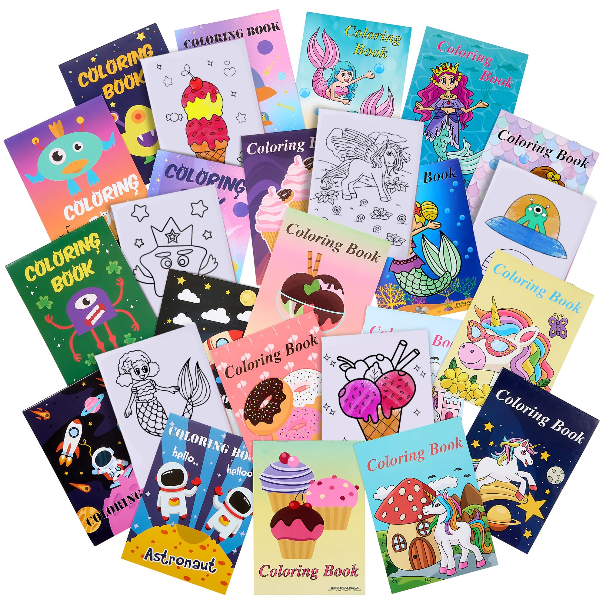 Playbees Assorted Coloring Books - 20PK - 5 Unique Themes - Kids Coloring Books Bulk for Ages 3-8 - Educational Art Gifts, Creative Learning Tools - Boys & Girls - 5x7 Inch