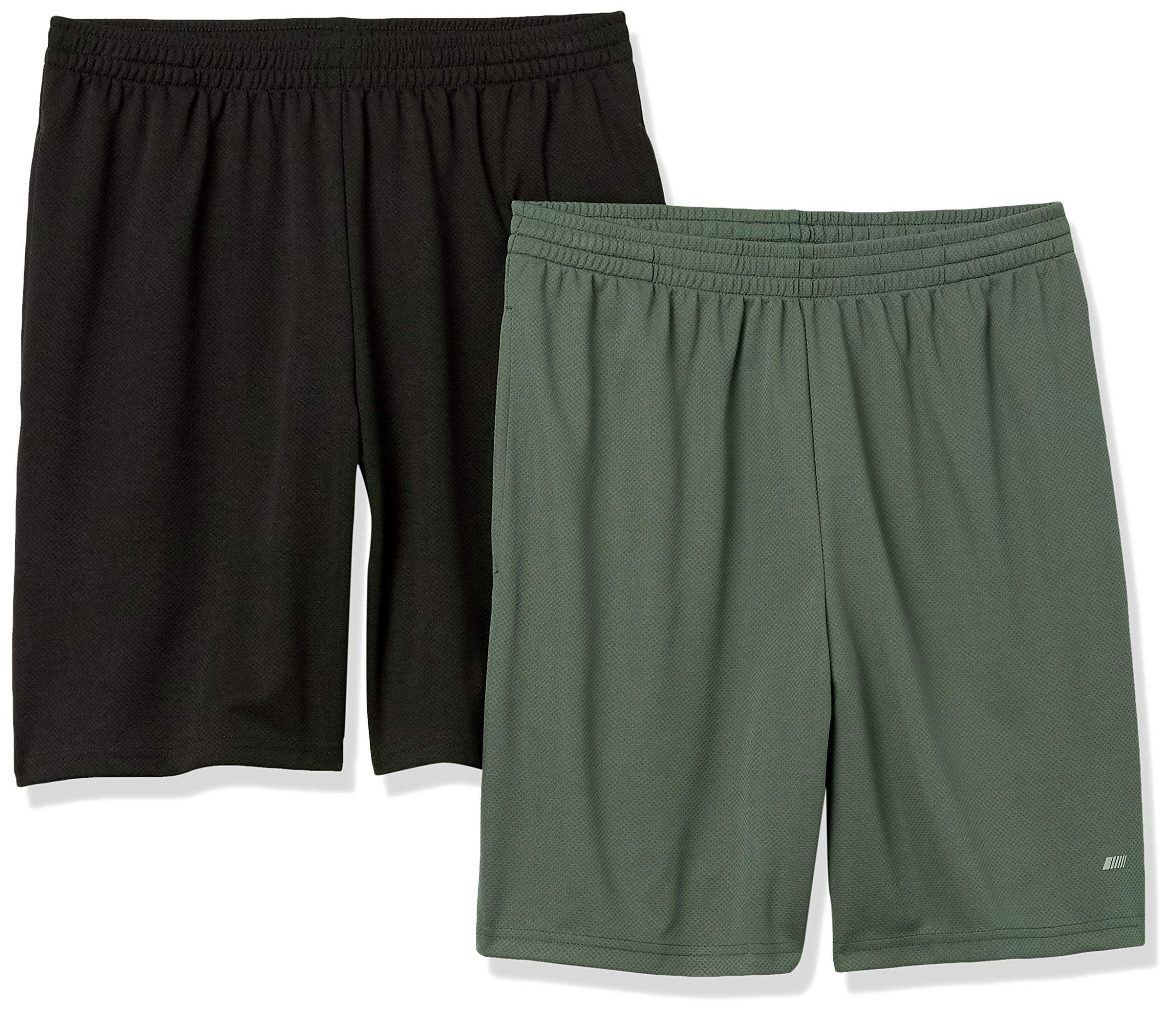 Amazon Essentials Mens Athletic Basketball Gym Performance Tech Loose-Fit Training Shorts Pack of 2