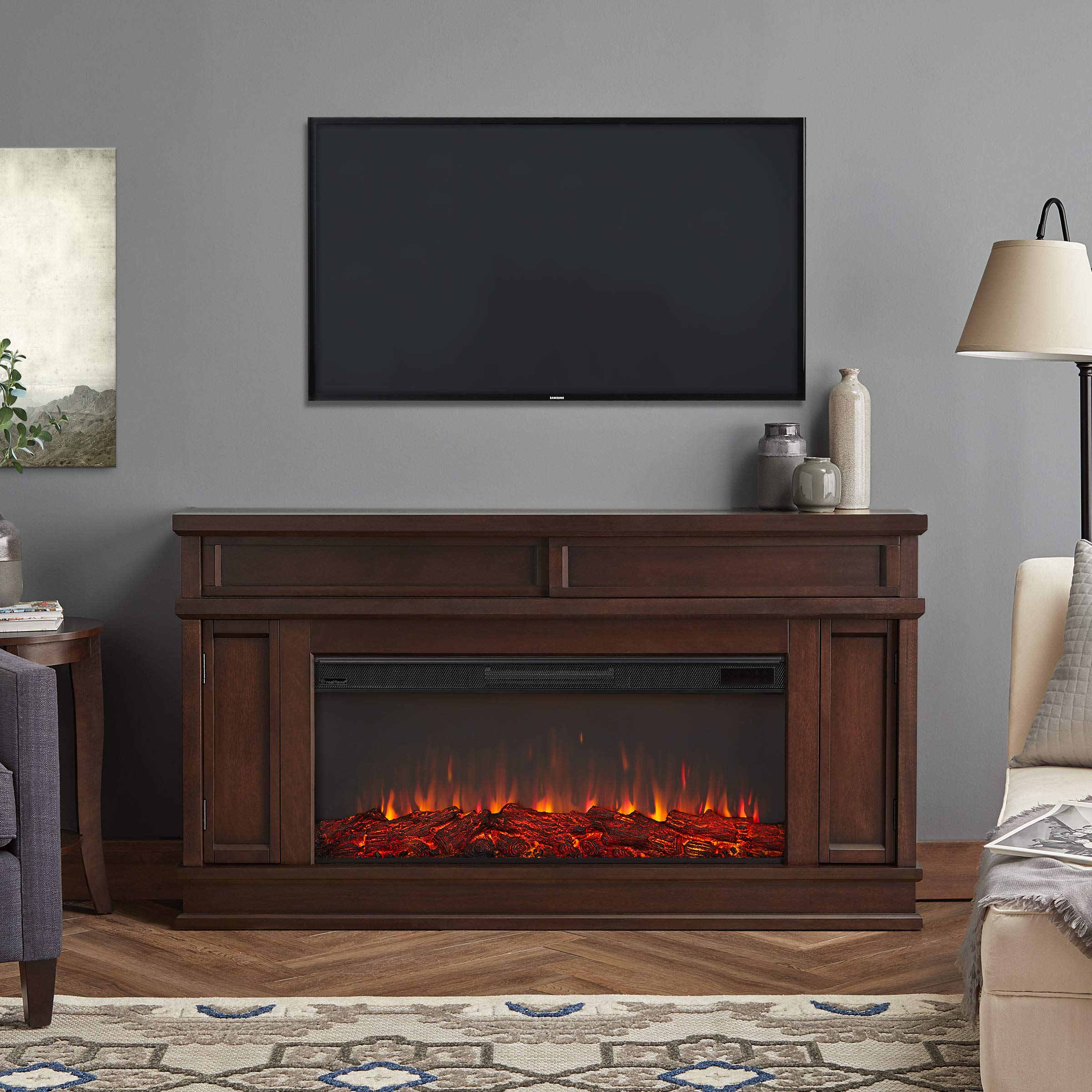 Amazon.com: Real Flame Torrey Electric Fireplace, Dark Walnut : Home u0026  Kitchen