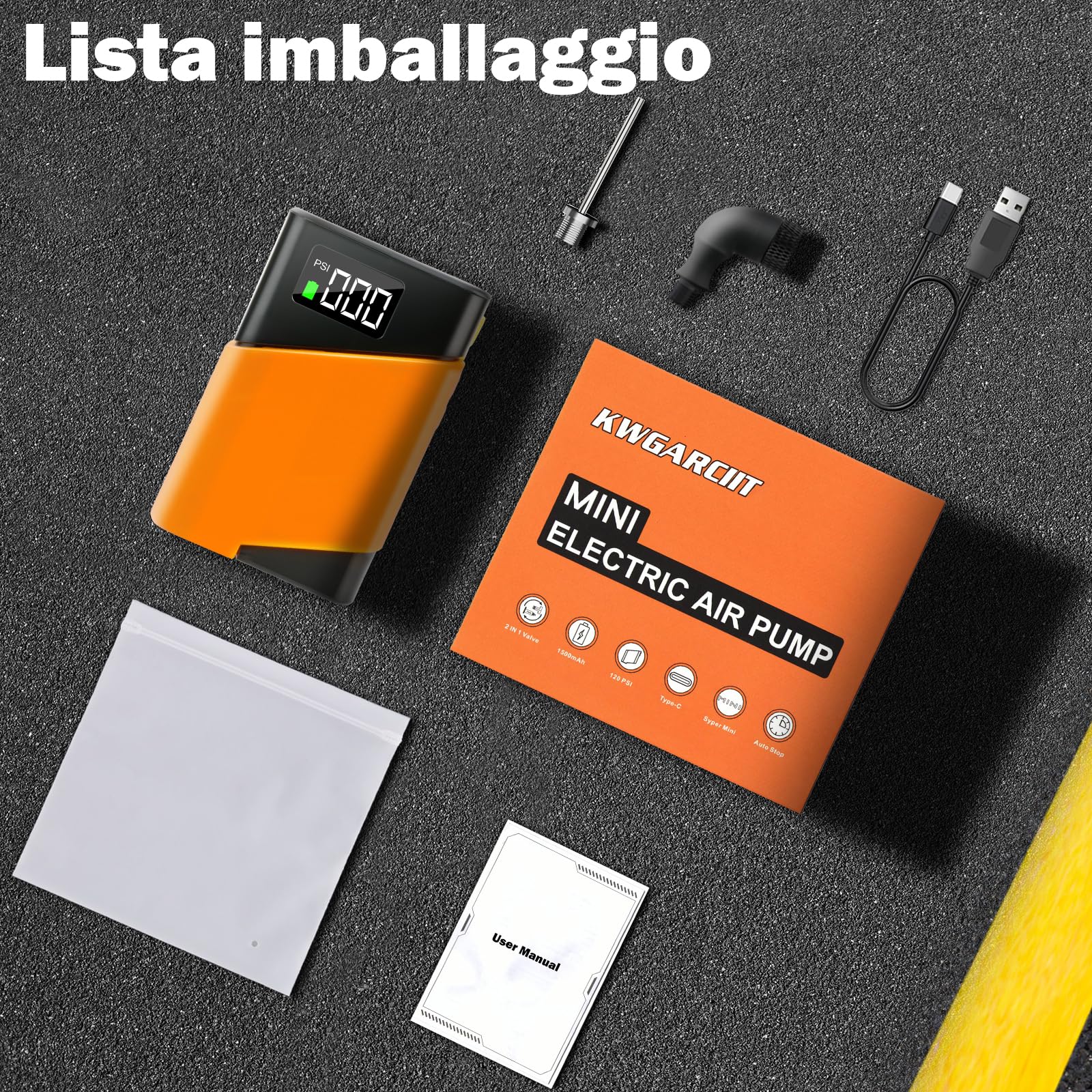 Mini pompa per bicicletta, pompa portatile per gonfiaggio pneumatici 120 PSI con valvola Presta e Schrader, adatta per bici da strada, moto, mountain bike, pallone sportivo