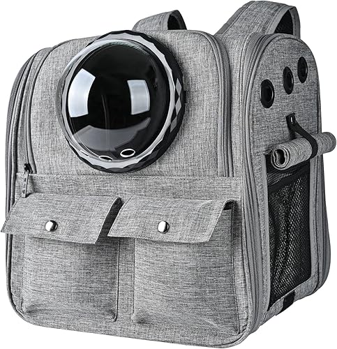 Mochila para gatos, aprobada por aerolíneas, diseño ventilado, malla transpirable para gatos pequeños y perros para senderismo y campamento, soporta