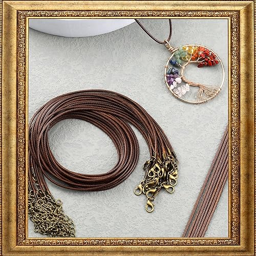 Miniatura 44 de Tudomro 100 piezas de collar de cuero encerado de 20 pulgadas a granel con cierre colorido collar pulsera cadenas cuerda cordón, poliéster, aleación