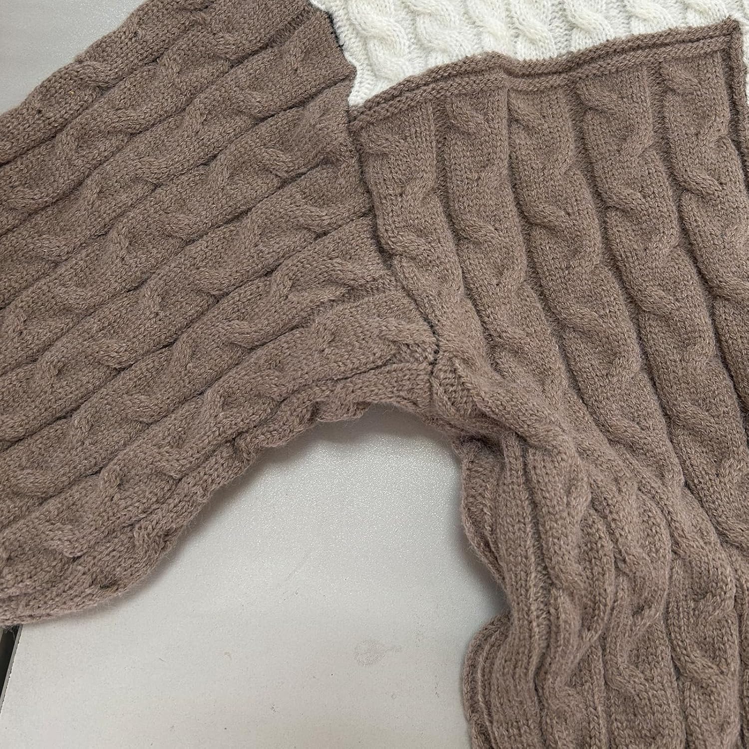 GURUNVANI Mens Patchwork Sweater Colorblock Knit Jumper Vintage Cable Knitted Pullover Sweater - Image 8