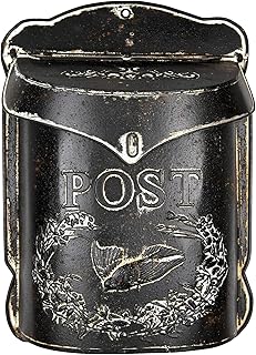 Creative Co-Op Black Embossed Tin Post Letter Box