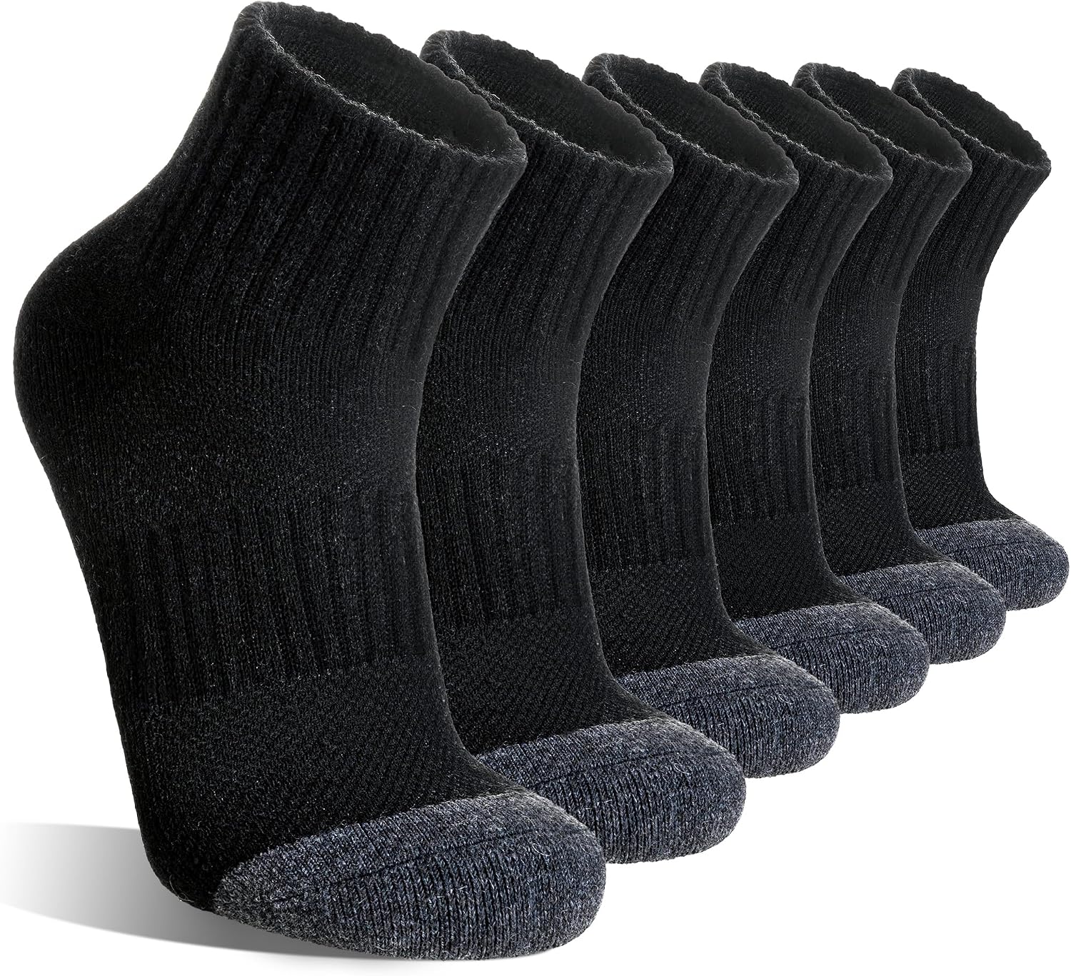 WEVIAS Merino Wool Quarter Ankle Socks For Mens Hiking Running Thick Cushion Thermal Compression Socks 6 Pairs