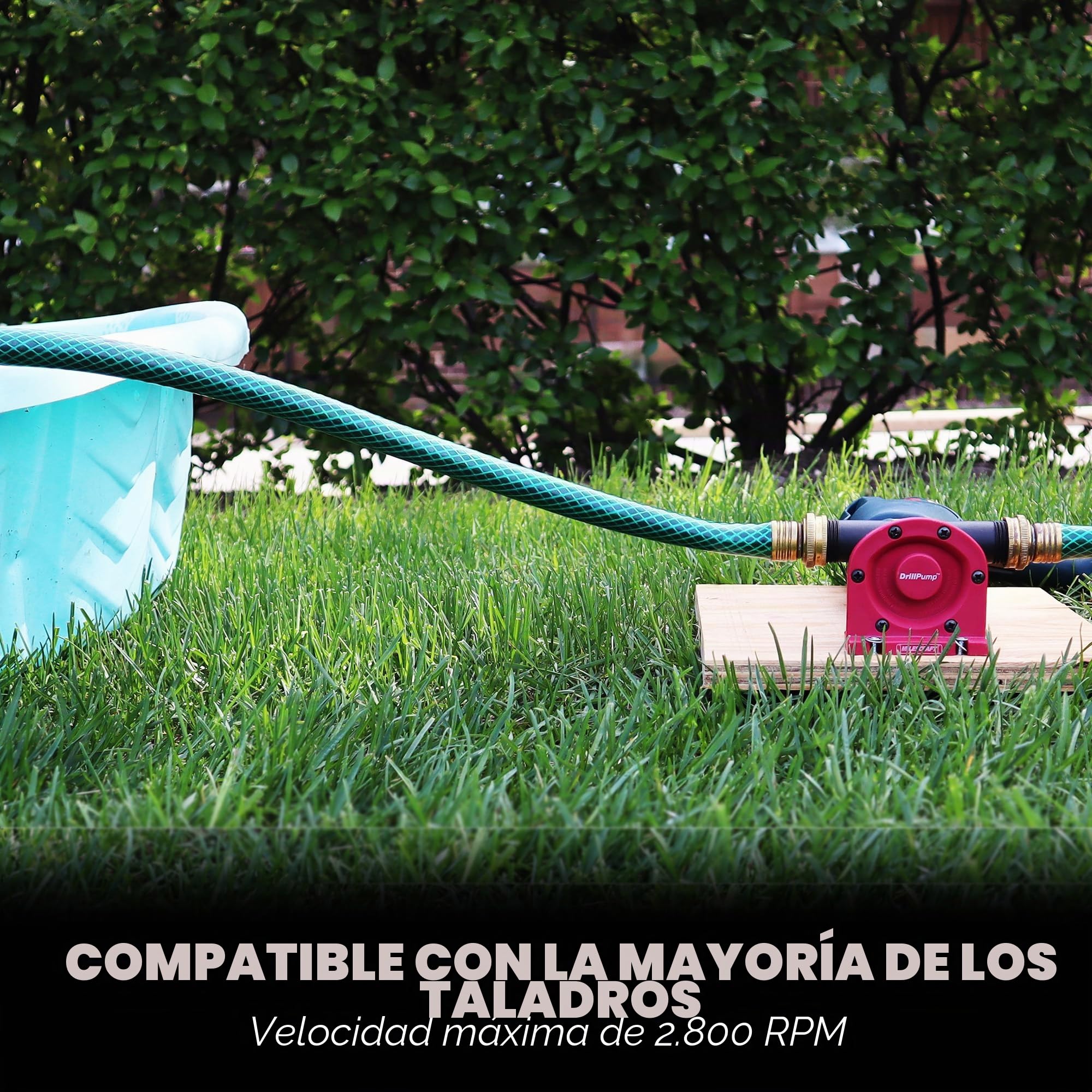 Milescraft 1314 DrillPump750 - Accesorio de bomba de agua autocebante para taladros - Bomba de transferencia de agua - Utiliza manguera de jardín común - 750 galones por hora