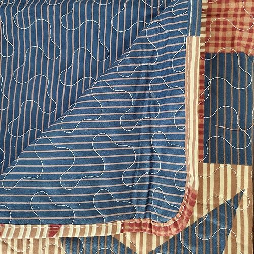 Miniatura 5 de Virah Bella Juego de ropa de cama de 3 piezas tamaño Queen - Cabaña de montaña azul - Juego de edredón reversible rústico de retazos con fundas de