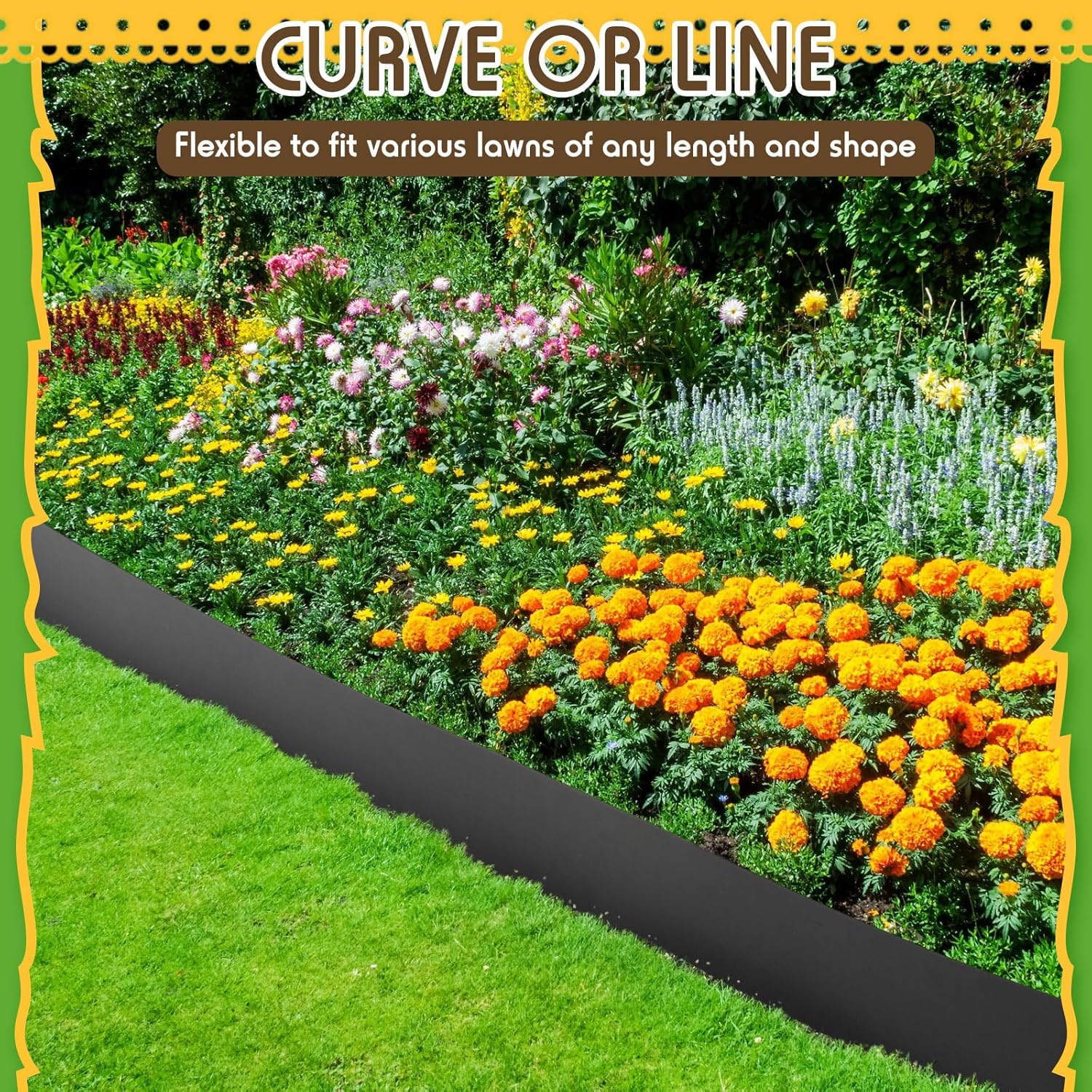 Sasylvia Black Plastic Landscape Edging Coil 5 Inch x 120ft with 40 Stakes 1/10" = 0.1" Inch Thin Bender Board, Garden Liner Flexible and Strengthened with Anti UV for Yard Edging Borders