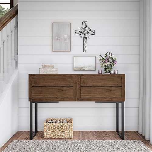 Miniatura 4 de Lavish Home Cruz de pared de metal con diseño floral decorativo, arte de pared religioso rústico hecho a mano para decoración en sala de estar,