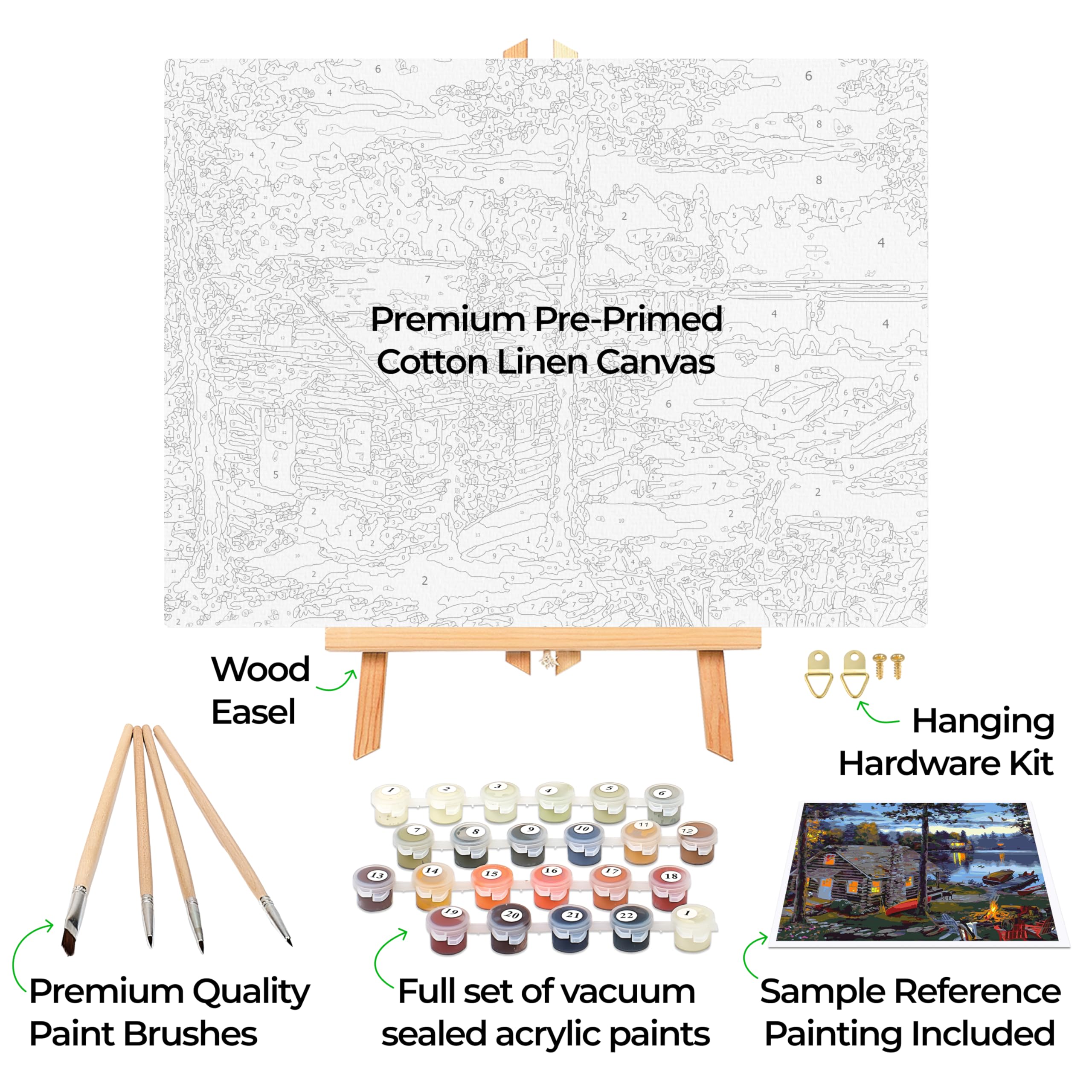 Ledgebay Kit de pintura por números para adultos, lienzo enmarcado para principiantes a avanzados, kit de pintura por números, incluye juego de pintura acrílica, pinceles y caballete de mesa (Life's