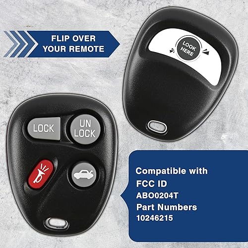 Miniatura 4 de KeylessOption Llavero de repuesto para Buick Century Regal Riviera La Sabre Oldsmobile Intrigue Pontiac Grand Prix Remote, 4 botones 10246215,