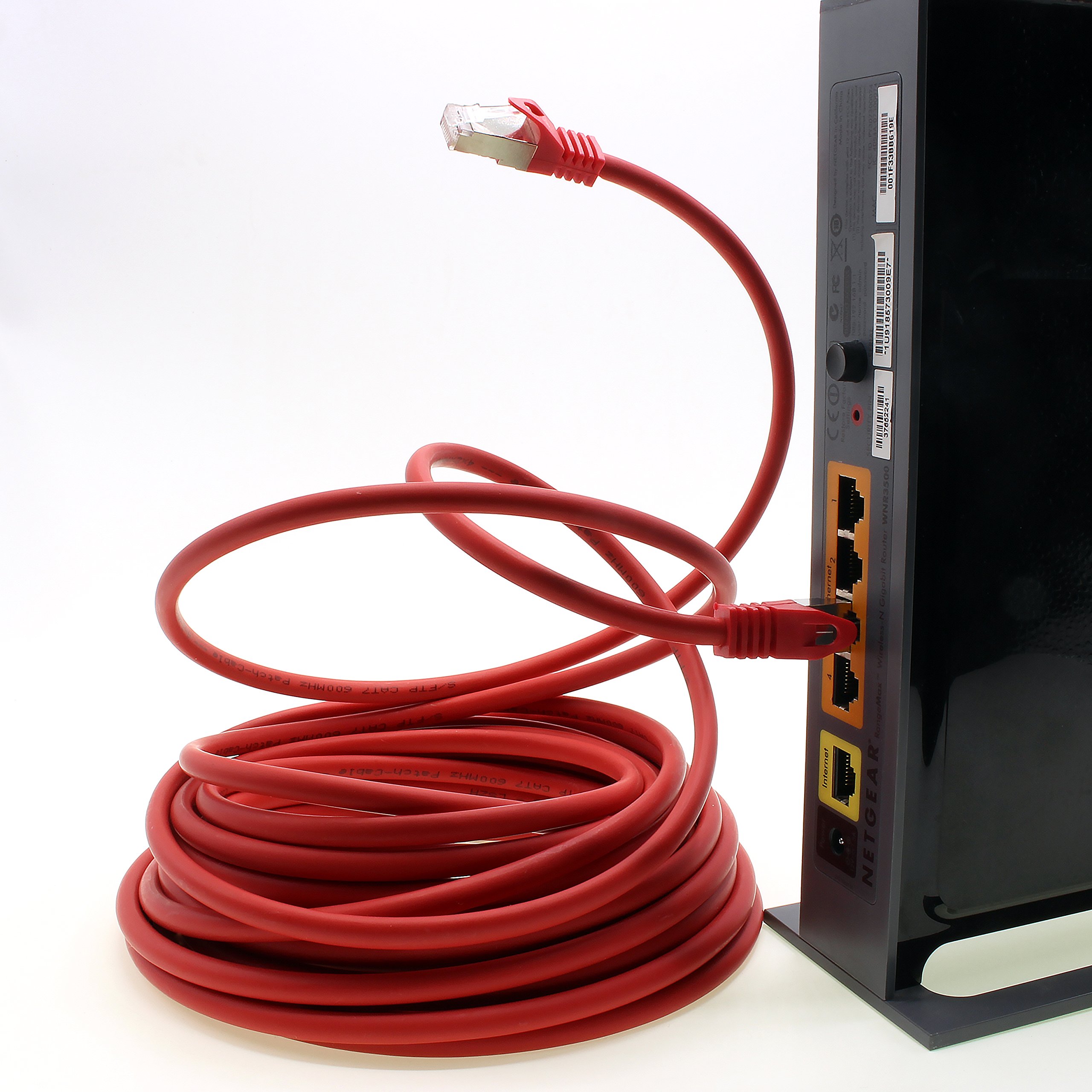 Cable de red Cat. 7, cable de conexión Ethernet, cable de red CAT.7, S-FTP, PIMF, LSZH, compatible con CAT5e, CAT5, CAT6, CAT8, 10 Gb Rojo - 10 piezas 10 m