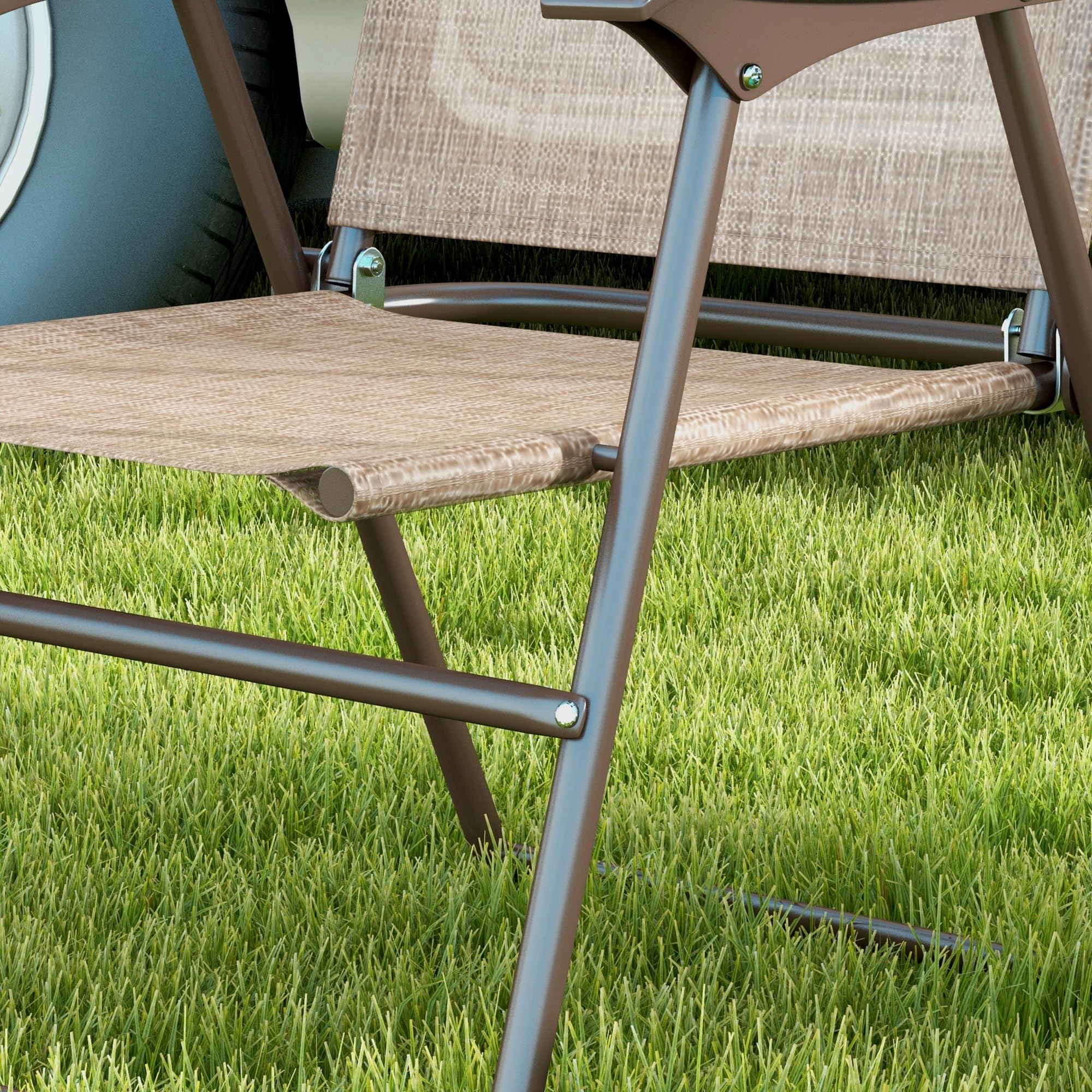 Outsunny Set di 2 Sedie da Giardino Pieghevoli, Sedie da Esterno con Braccioli e Seduta in Tessuto Traspirante, Marrone