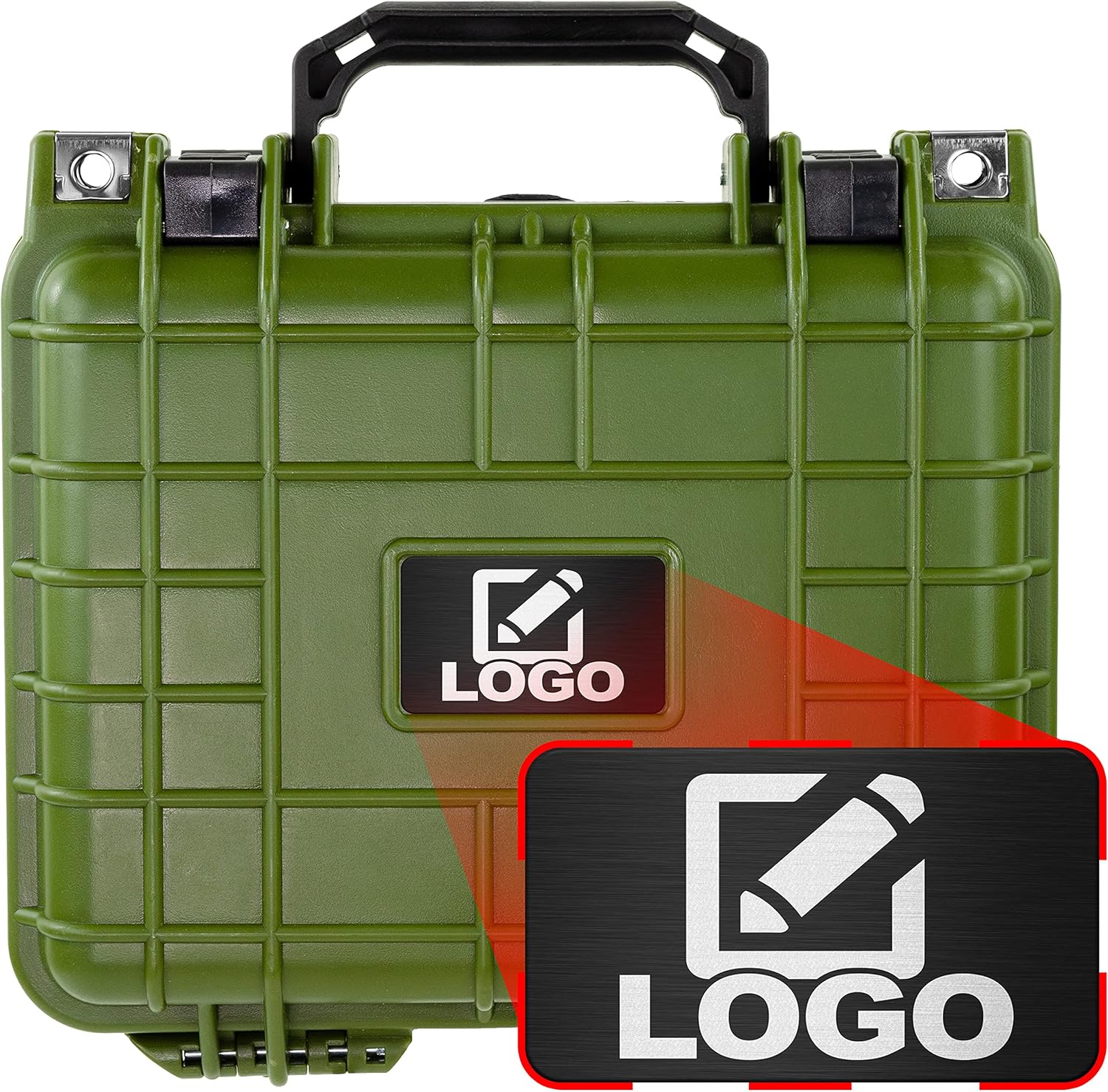 Eylar Small 10.62" Deep Gear, Equipment, Hard Camera Case with Custom Logo Plate, Waterproof with Foam TSA Standards (Green)