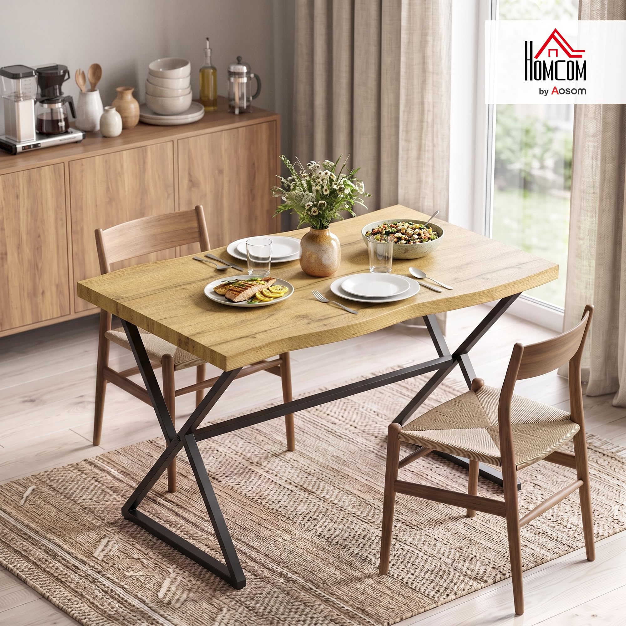 HOMCOM Table à Manger pour 2 Personnes 110 x 67 x 75,5 cm Noir et Chêne