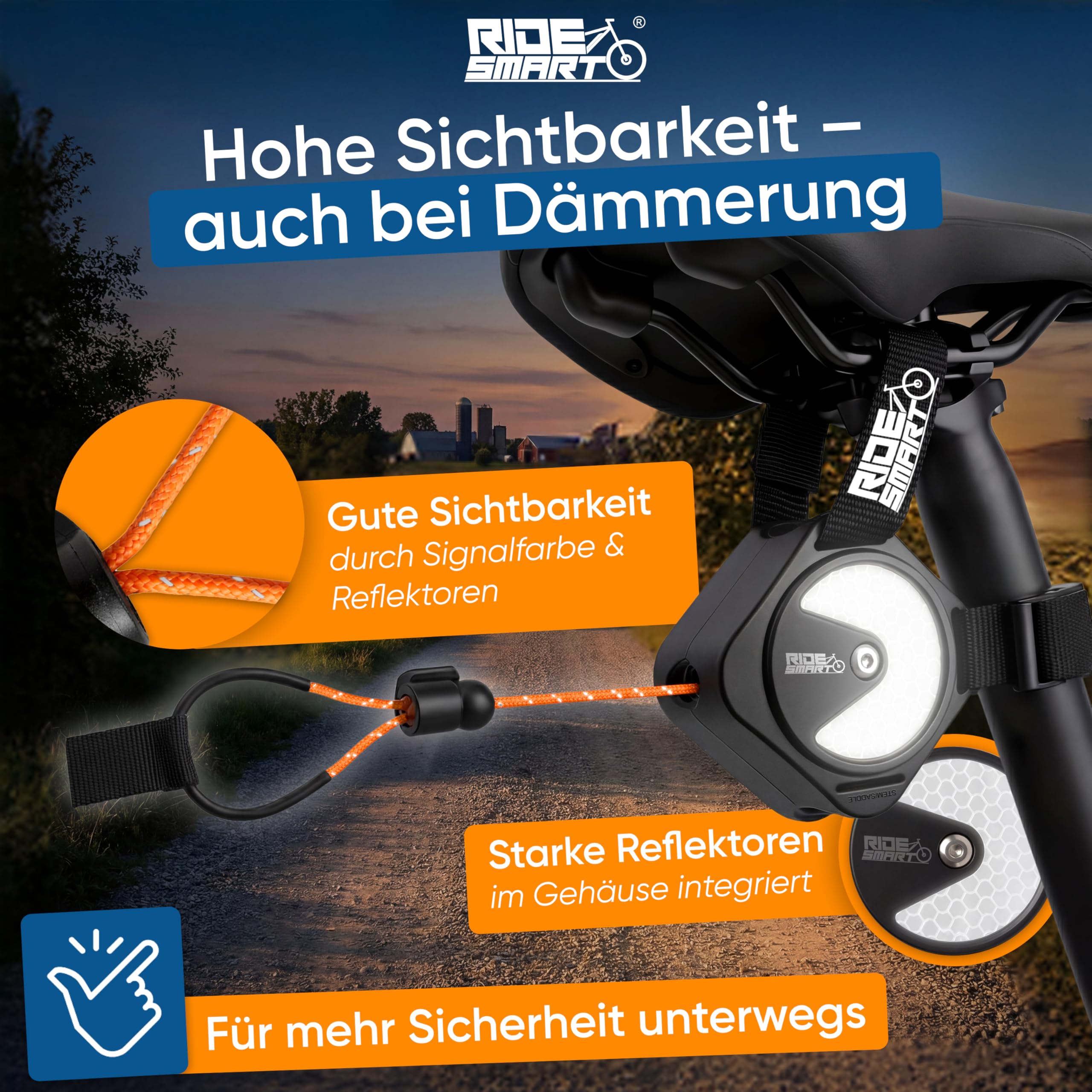Abschleppseil Fahrrad Kinder | mit Reflektor | Fahrradseil Fahrrad Abschleppseil Kinder Zugseil Tandemstange Kinderfahrrad ideal als Abschleppstange Zubehör Gadgets