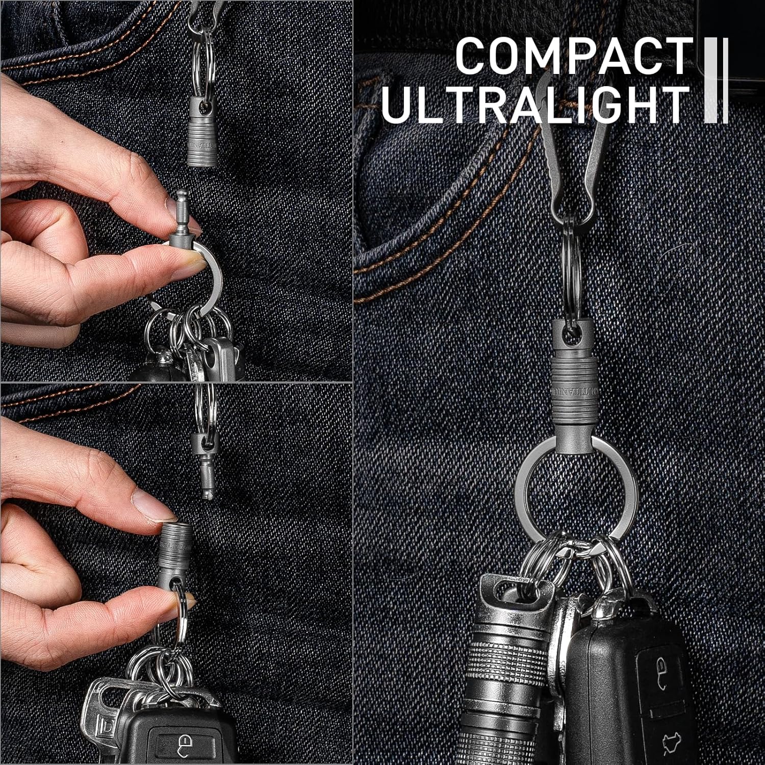 TISUR Titanium Quick Release Keychain, Retractable Key Chain Detachable Keychain Clip,Pull Apart Key Rings for Men Women - Image 6