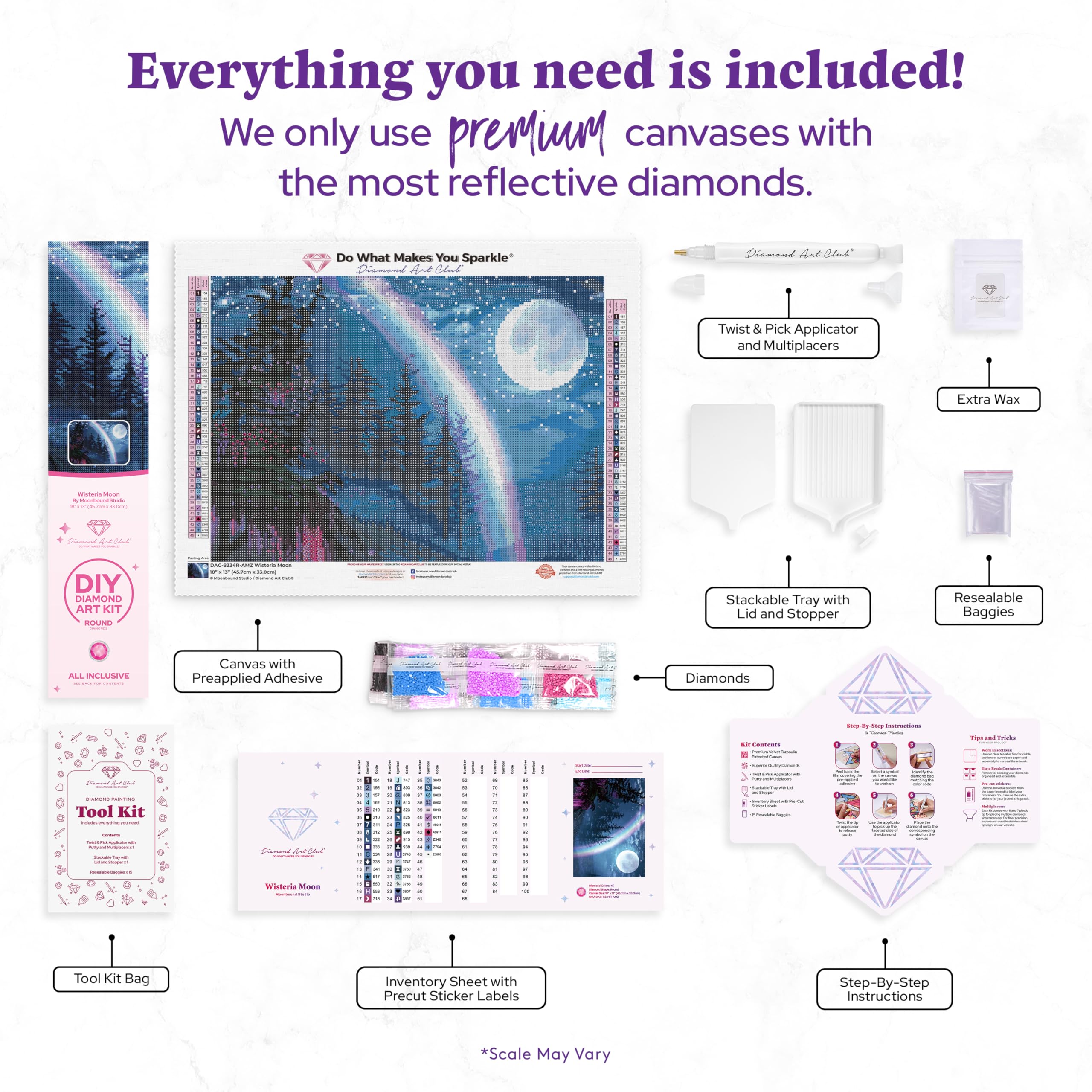 DIAMOND ART CLUB Wisteria Moon Diamond Painting Kit, Fun DIY
