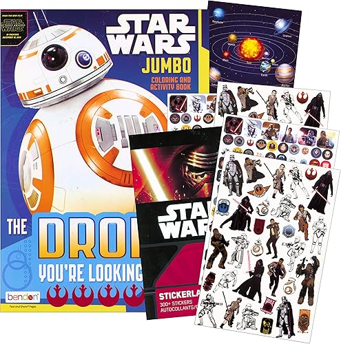 Libro para colorear de Star Wars con calcomanías, incluye calcomanía del sistema solar adicional