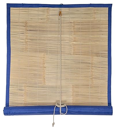 S N Craft Bamboo Waterproof Chick Blind/Curtain for Outdoor Balcony/Window (Blue, 3 Feet Width X 5 Feet Height)