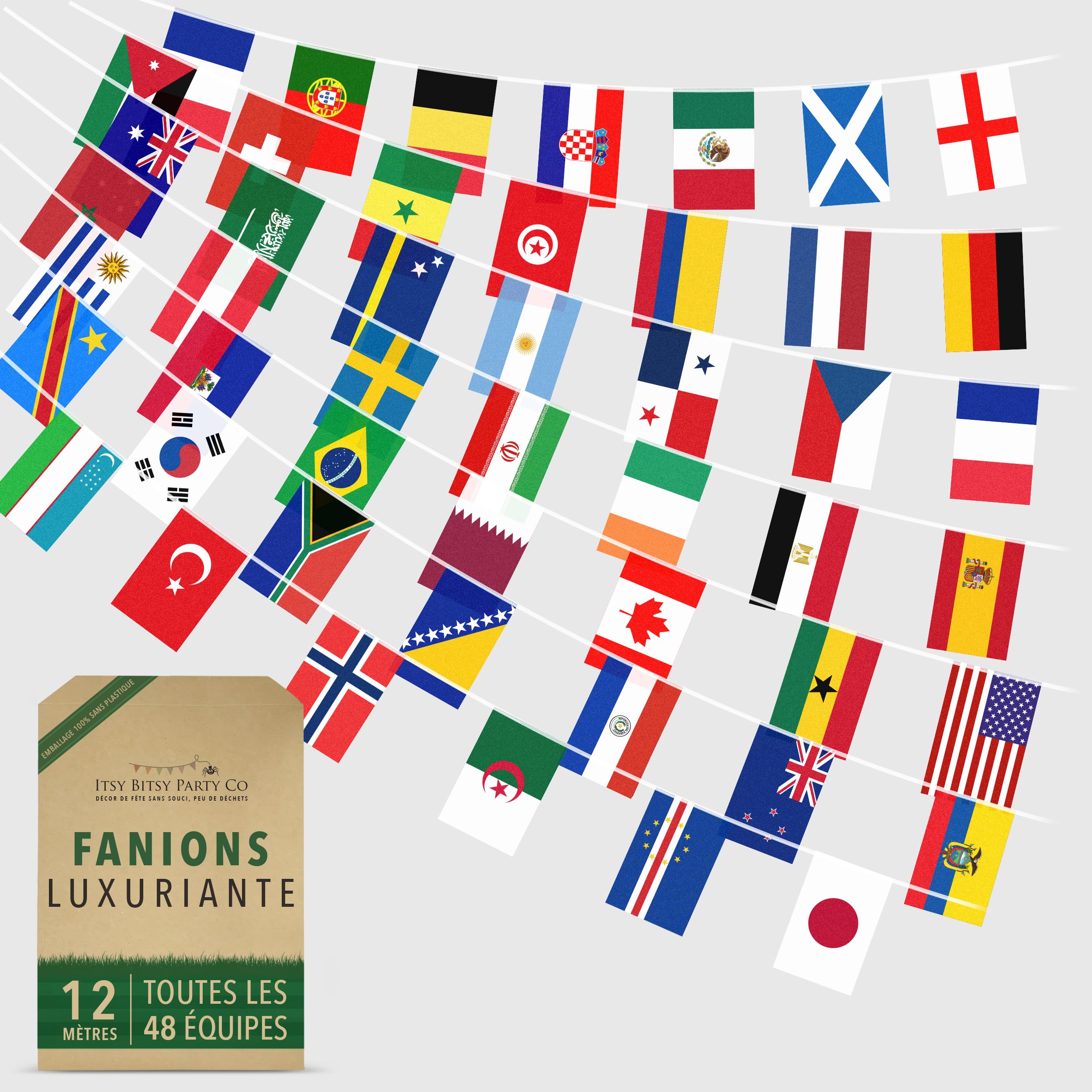 Banderole réutilisable Coupe du Monde 2026 – 48 équipes qualifiées – Décoration football 2026