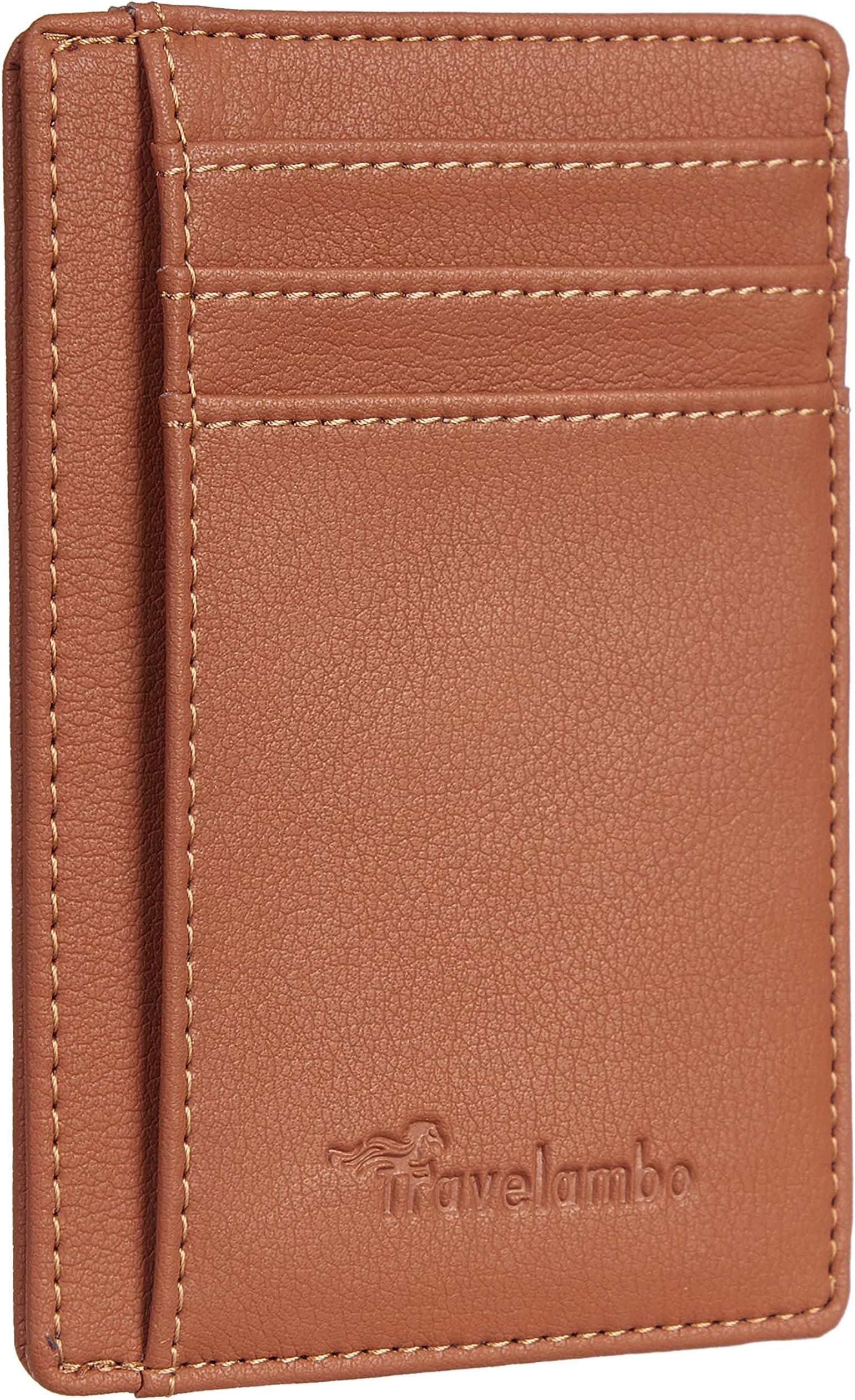 Front Pocket Minimalist Leather Slim Wallet RFID Blocking Medium Size
