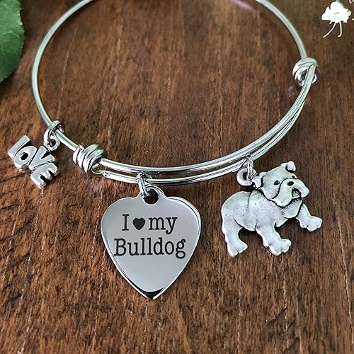 Miniatura 4 de English Bulldog Bracelet - Charm Bangle for Bull Dog Owners - Memorial Gift for Dog Mom - Small-Med