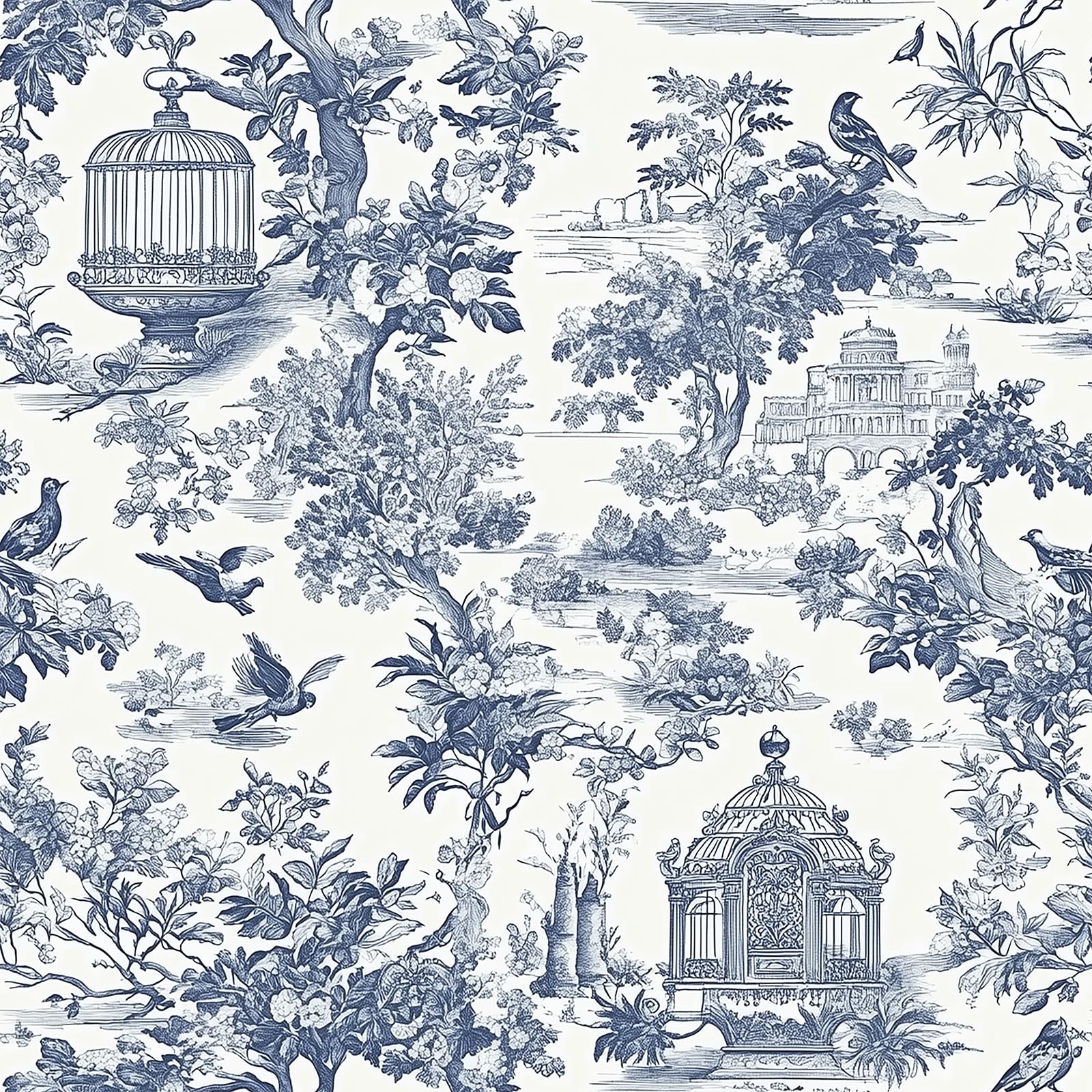 Papier peint salle de bain motifs oiseaux bleus vinyle imperméable autocollant bohème
