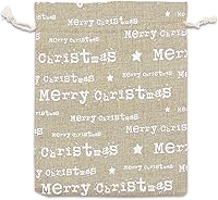 Vista 31 de TheDisplayGuys - Paquete de 12 bolsas de regalo de lona de yute reutilizables de 6 x 8 pulgadas con cordones (estrellas blancas, medianas)