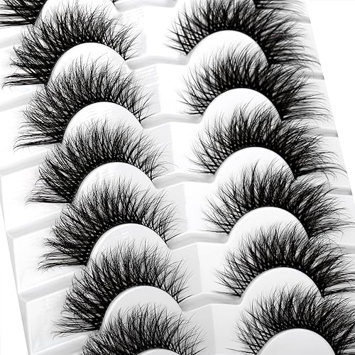 Miniatura 250 de Pooplunch Pestañas postizas de pelo de visón sintético, estilo de ojo de gato, paquete de pestañas postizas naturales esponjosas, paquete múltiple