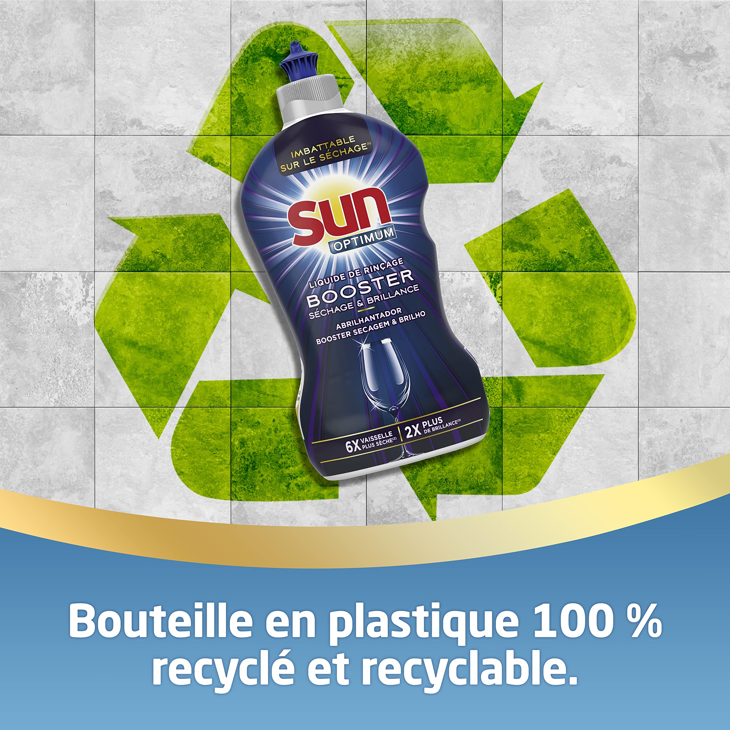 Sun Liquido di risciacquo Booster Essiccazione & Brillance 450ml, 1 unità, Formula Naturale 60%, 100% Riciclabile