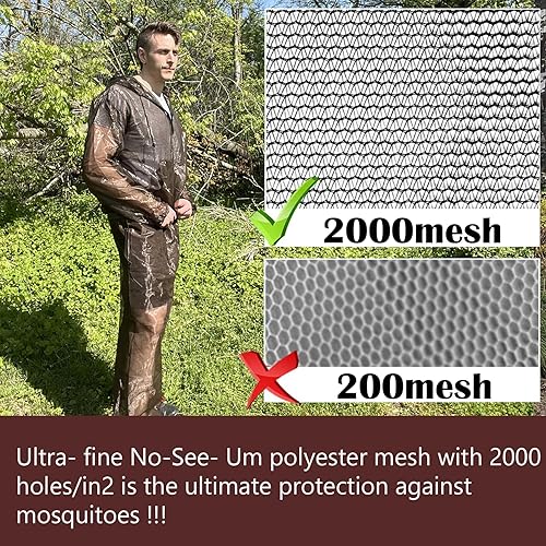 Miniatura 19 de Aventik Chaqueta de mosquito, pantalones de mosquito, traje de mosquito, malla que no se transparenta, súper ligera, mantiene la seguridad fresca