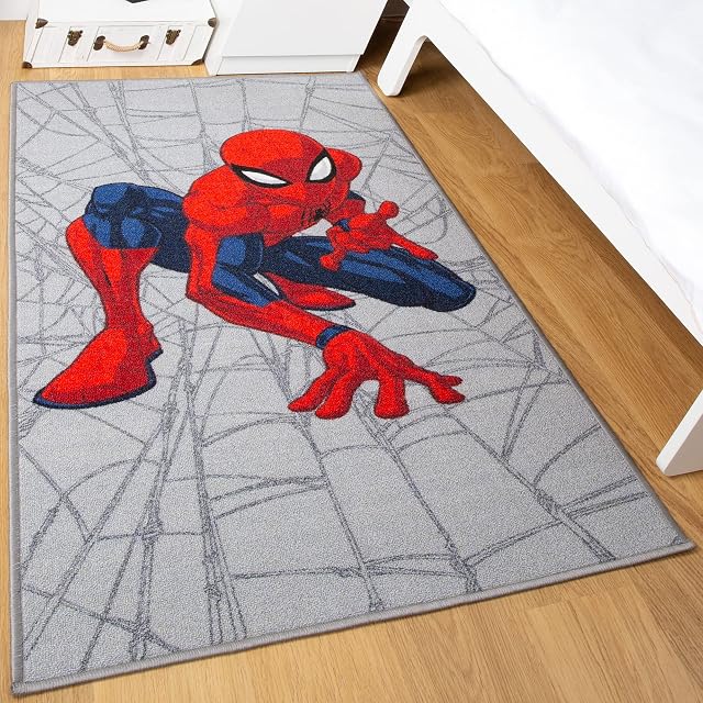 Disney Home Children's Rug, Officially Licensed Play Rug for Children's Room or Playroom, Non-Slip and Machine-Washable Play Mat, Disney Spiderman Rug, 80 x 120 cm