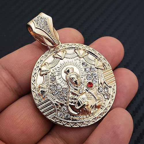 Miniatura 2 de Hip Hop Ice Lab Diamond Chapado en oro Santa Bárbara Medalla Colgante de moda, Chapado en oro de 14 quilates sobre aleación, Circonita Cúbica