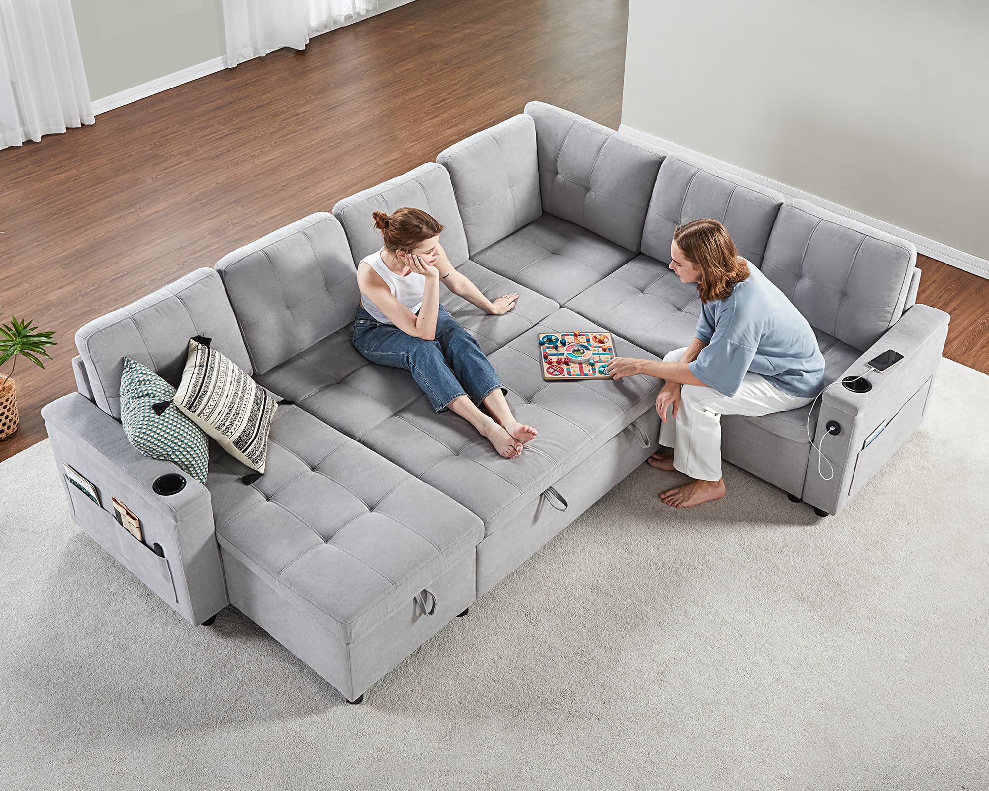 Amazon.com: PaPaJet 110 Inch Sofa Bed, Sleeper Couch Bed with 2  