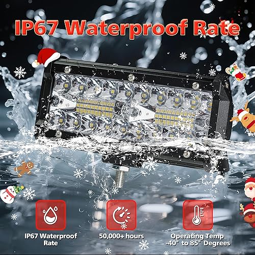 Miniatura 3 de 4WDKING Barra de luz LED de 7 pulgadas, 2 unidades, 240 W, 24,000 lúmenes, luz antiniebla para todo terreno, con haz combinado de inundación