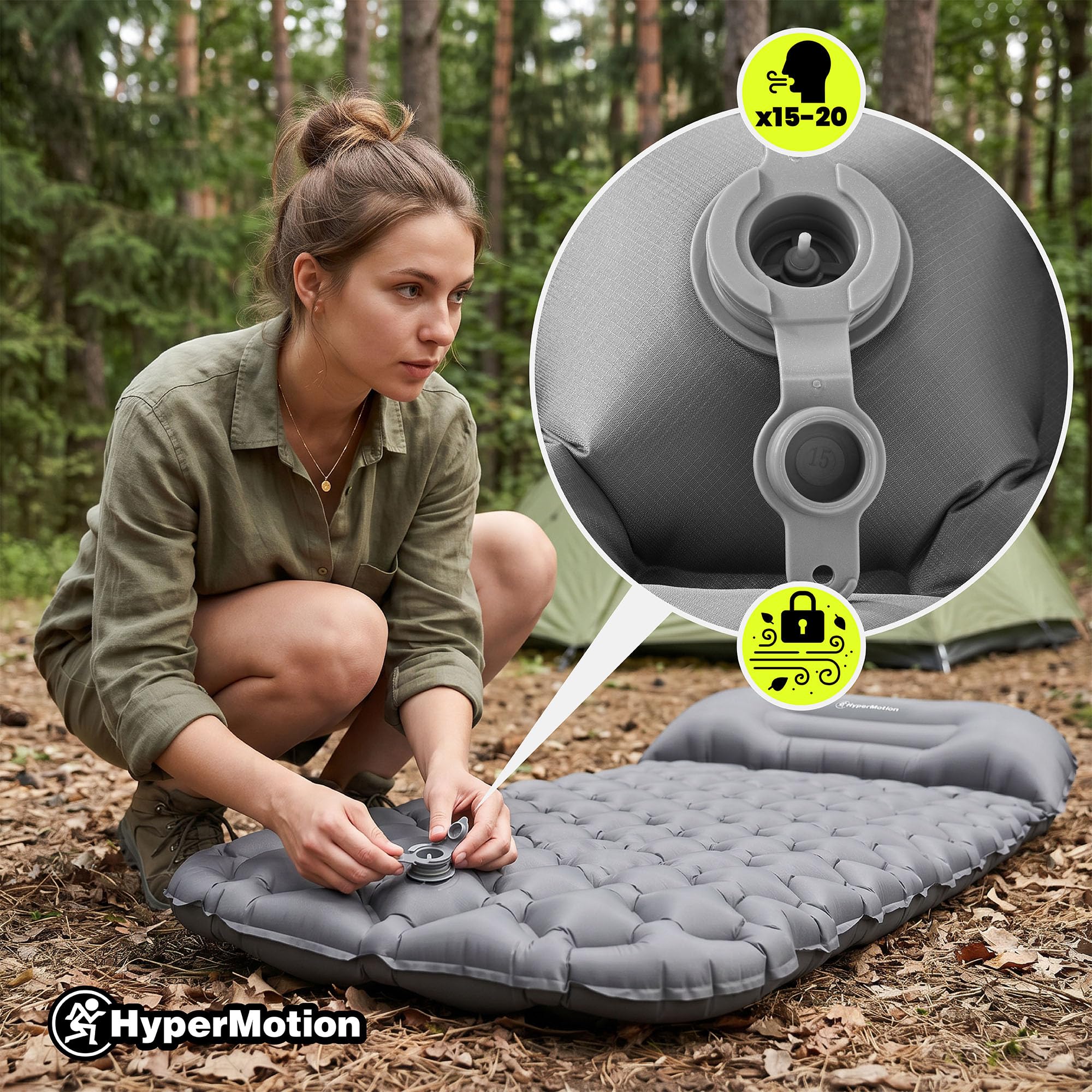 HyperMotion Campmat Matelas de Camping ultraléger 190x56 cm, Gris