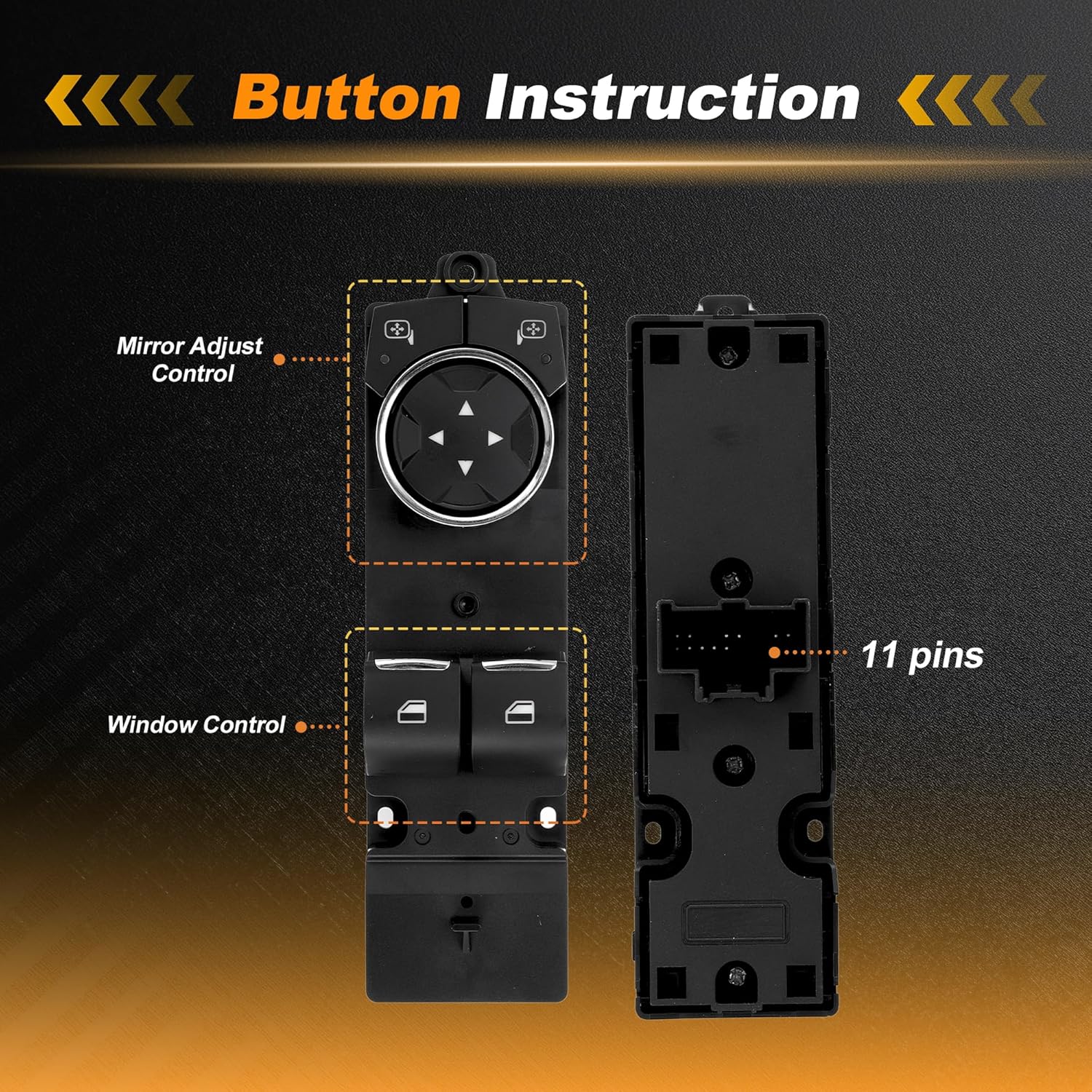 Power Window Switch for Ford for Mustang 2015-2023 Window Control Switch with Tool FR3Z14529AA Front Left Driver Side 1 Set