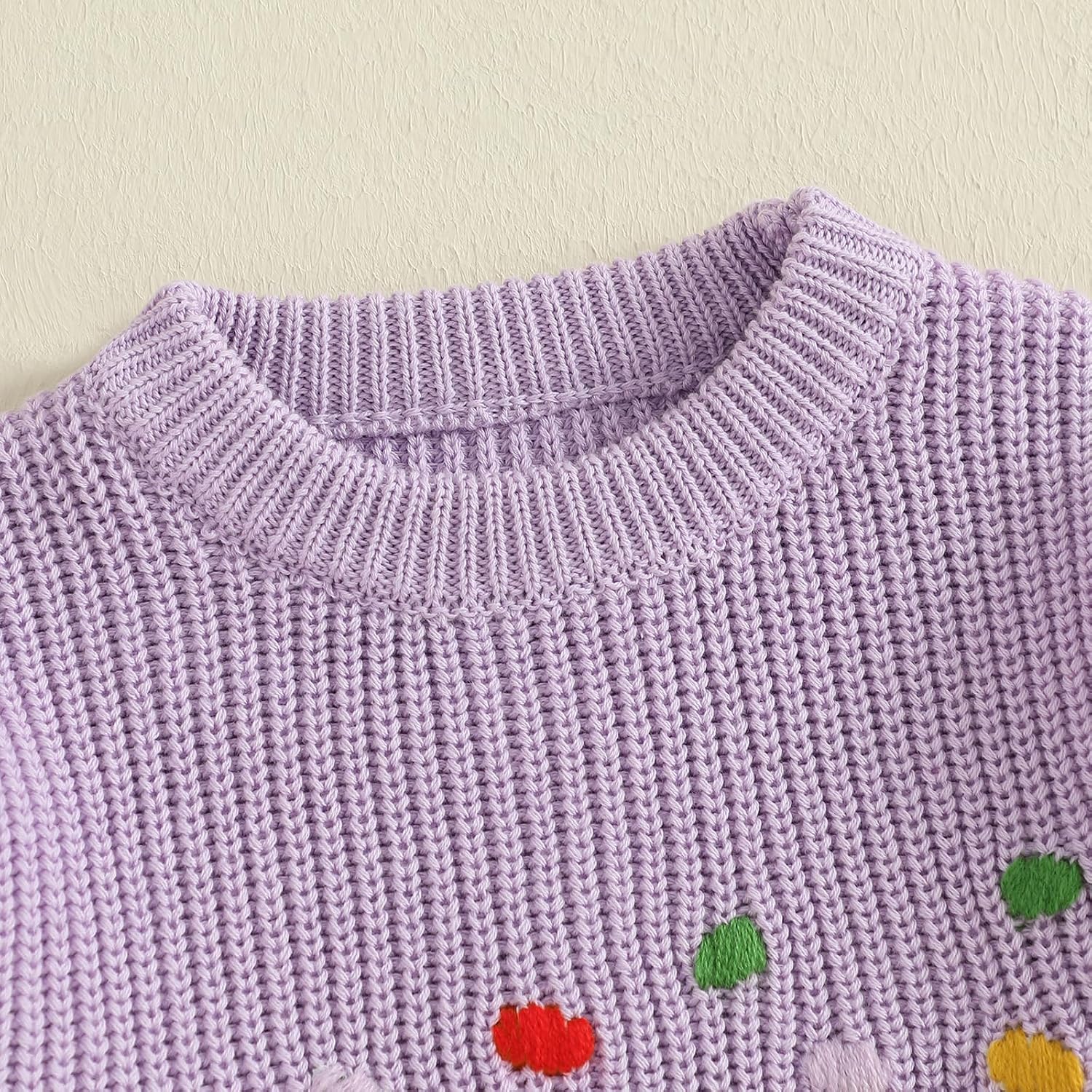 Toddler Girl 3rd Birthday Outfit Long Sleeve Knitted Pullover Top Fall Winter Embroidery Three Sweaters