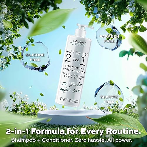 Miniatura 5 de Champú y acondicionador de aceite de ricino para el crecimiento y la fuerza del cabello, juego de champú y acondicionador 2 en 1 para hombres y