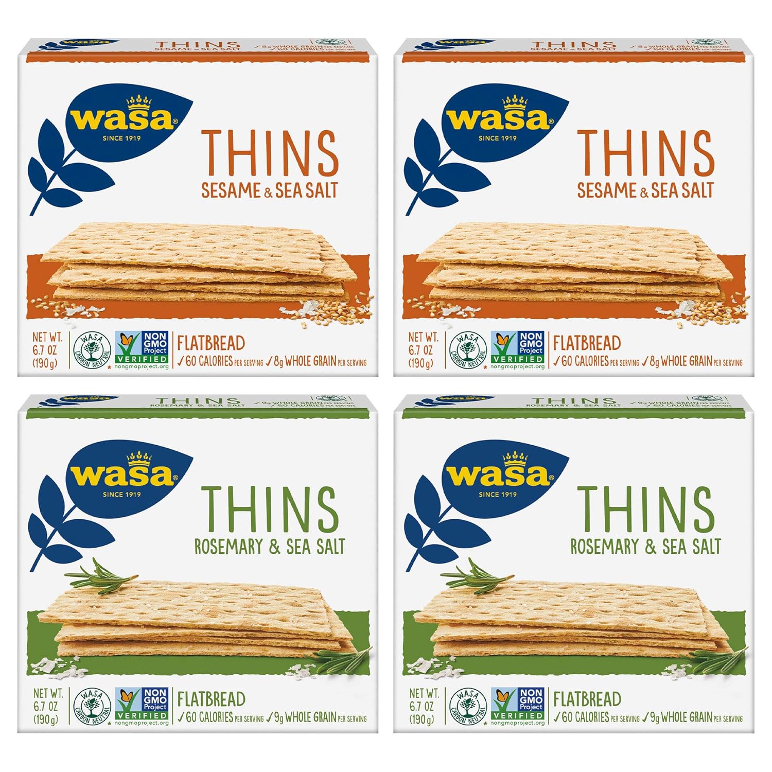 Buy Wasa Thins Flatbread Crackers Variety 4 Pack, Rosemary & Sea Salt