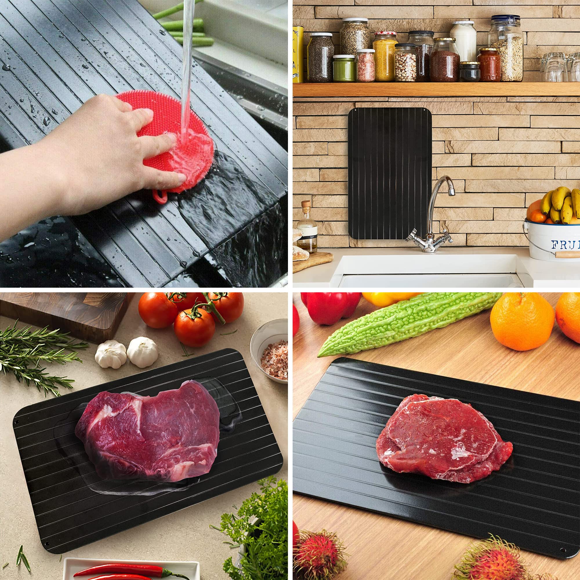 Piastra Scongelamento Rapido In Alluminio + Pinza Barbecue - Per Alimenti Congelati - Foto 8