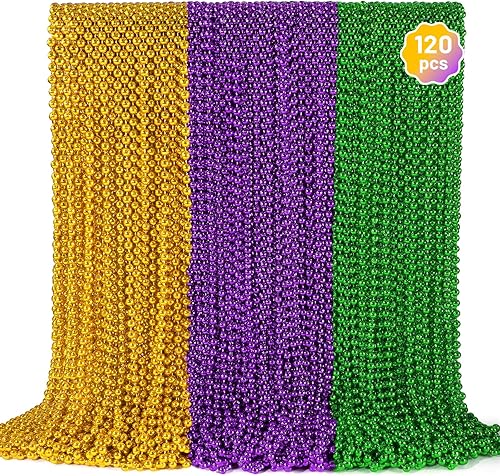 Miniatura 64 de YAXINRUI 30 piezas cuentas de Mardi Gras, collares de cuentas para fiesta de Mardi Gras, Navidad, San Patricio, regalos de fiesta, accesorios de 10